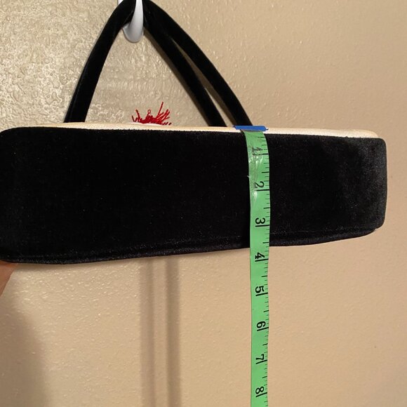 Winter Snowman & Christmas Tree Decorated Velvet Purse Handbag Black Beaded - Picture 12 of 12